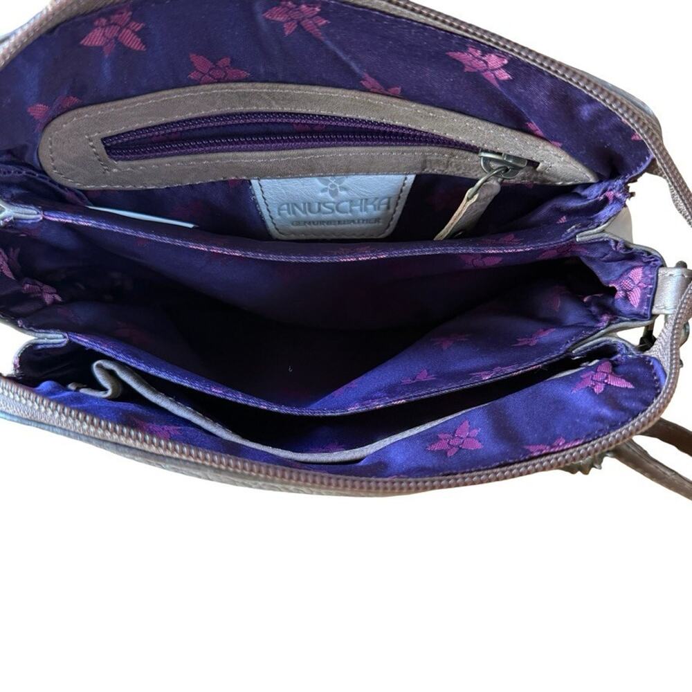 Anuschka Floral Leather Painted Crossbody Purse Handbag Shoulder Bag 8x7x3 - Picture 6 of 13